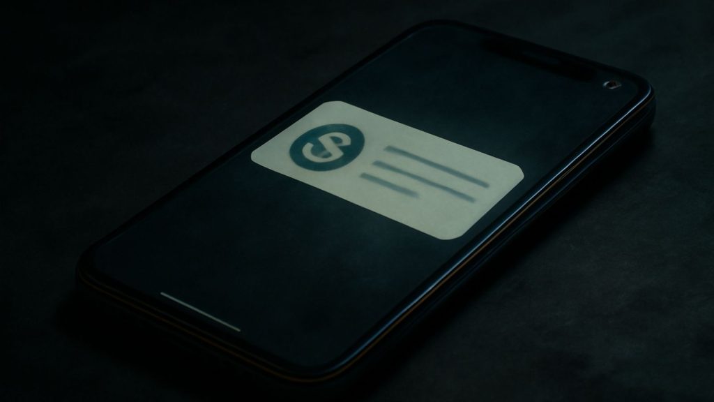 Illustration d’un message privé lié à une arnaque financière sur smartphone