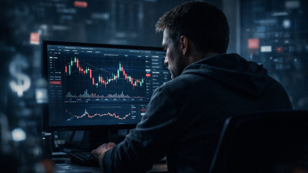 Illustration des arnaques au trading en ligne et de la manipulation financière en 2025