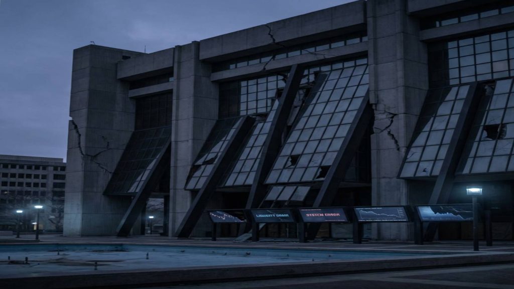 Illustration représentant l’effondrement du modèle financier Greensill Capital et la rupture de la confiance