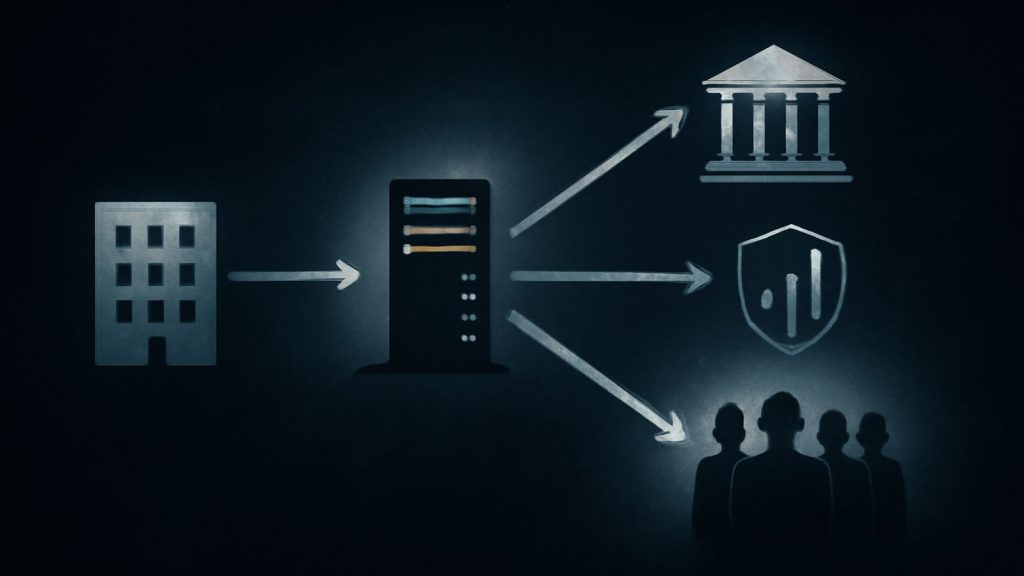 Schéma illustrant le fonctionnement du modèle Greensill Capital et la circulation du risque entre entreprises, banques, assureurs et investisseurs