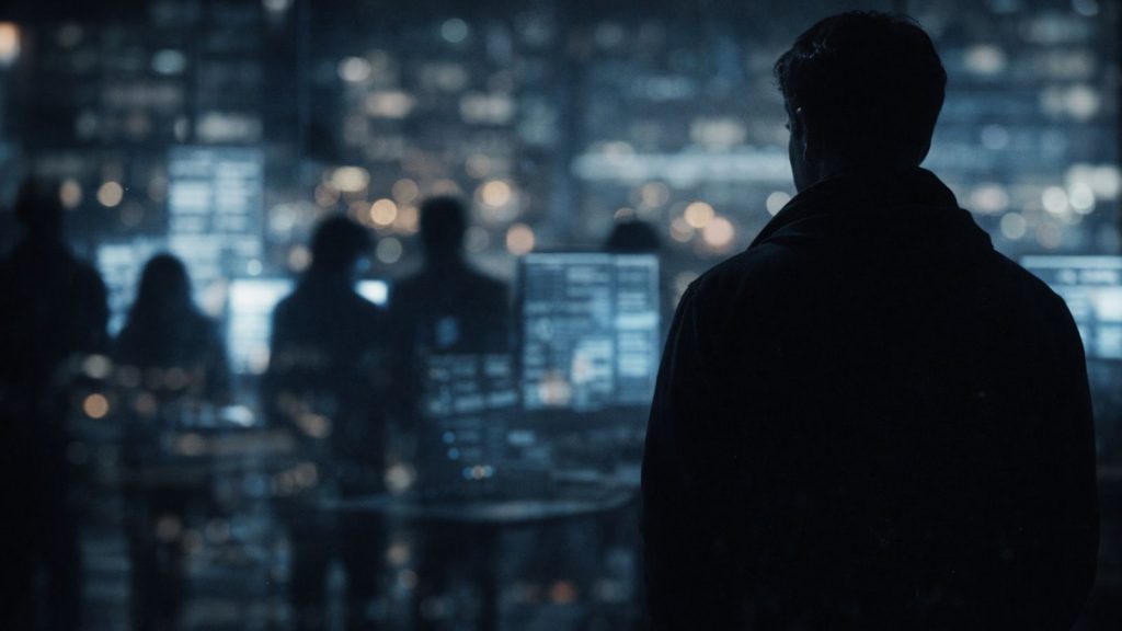 Illustration du silence des victimes d’arnaques financières, un facteur clé qui permet aux escrocs de poursuivre leurs activités à grande échelle