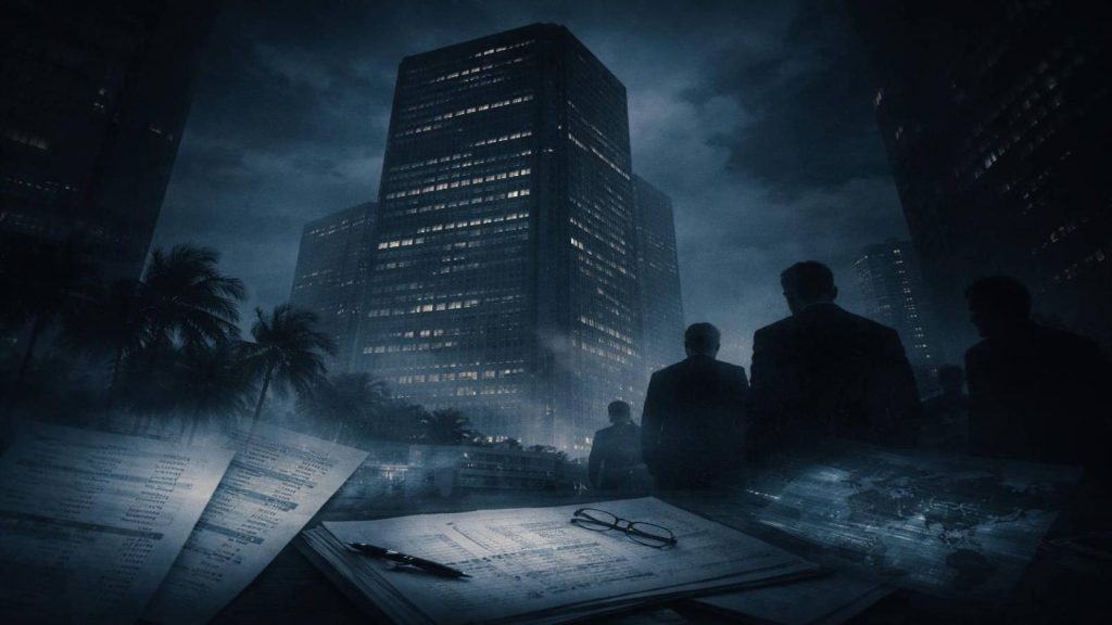 Illustration représentant une grande banque internationale et les mécanismes d’évasion fiscale abordés dans l’affaire UBS.