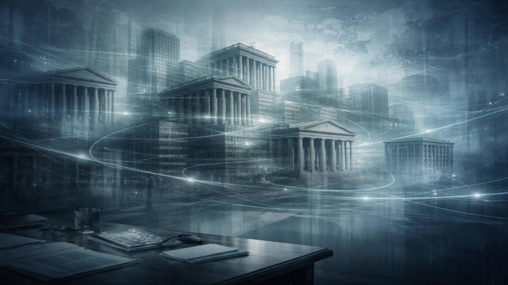 Illustration représentant la continuité des pratiques bancaires malgré les accords et renforcements réglementaires.