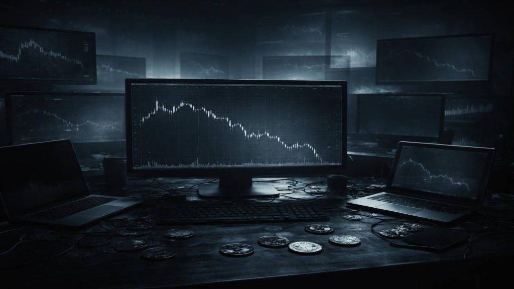 Illustration de l’arrêt brutal d’une plateforme crypto après la perte de confiance et l’interruption du système