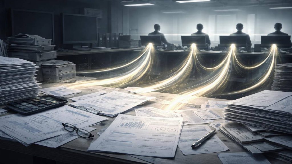 Illustration montrant un système de commissions financières perçues sans contrôle effectif dans un cadre institutionnel