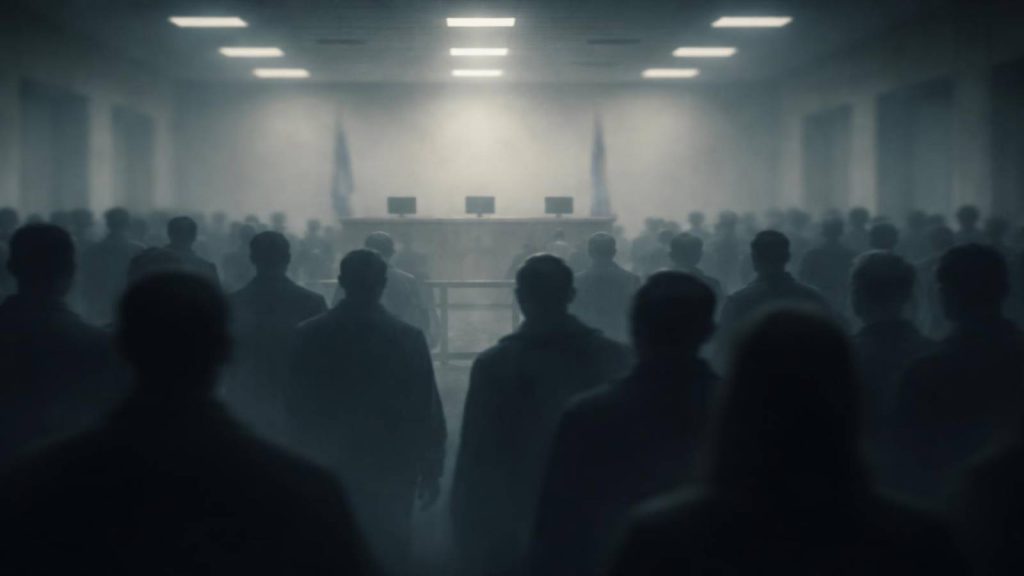 Illustration symbolique représentant l’attente de condamnations exemplaires face à la dilution des responsabilités dans les grandes affaires de blanchiment.