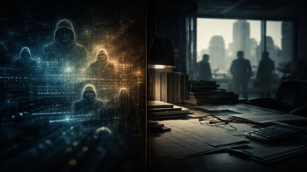 Illustration documentaire représentant la tension entre cryptomonnaies et blanchiment d’argent, entre perception médiatique et réalités financières.