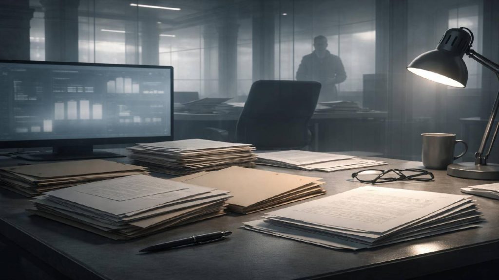 Illustration symbolique d’une enquête financière et d’un basculement judiciaire dans une affaire de cryptomonnaie