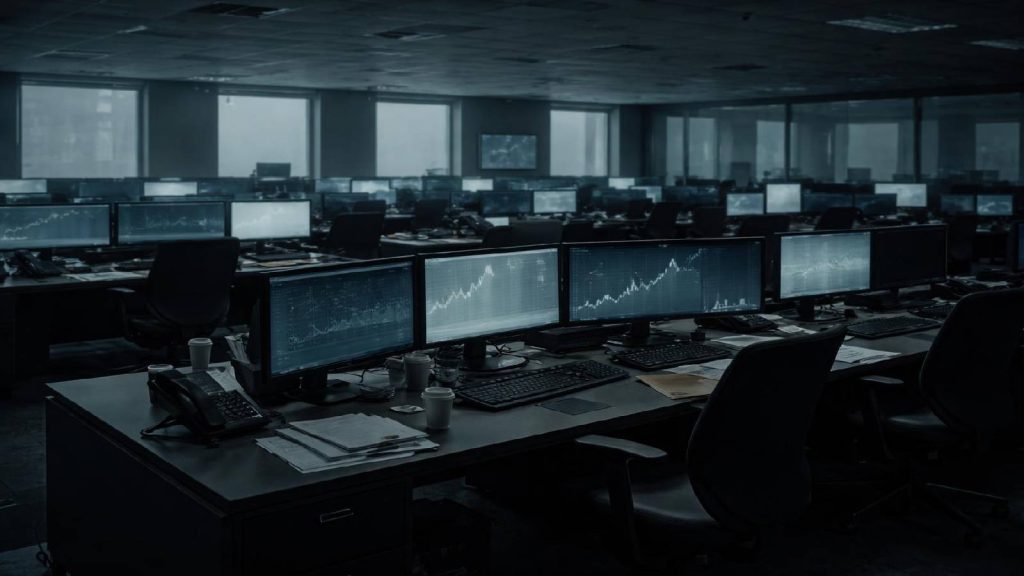 Illustration représentant une plateforme de trading forex devenue inactive, symbolisant l’incapacité à honorer les retraits des clients