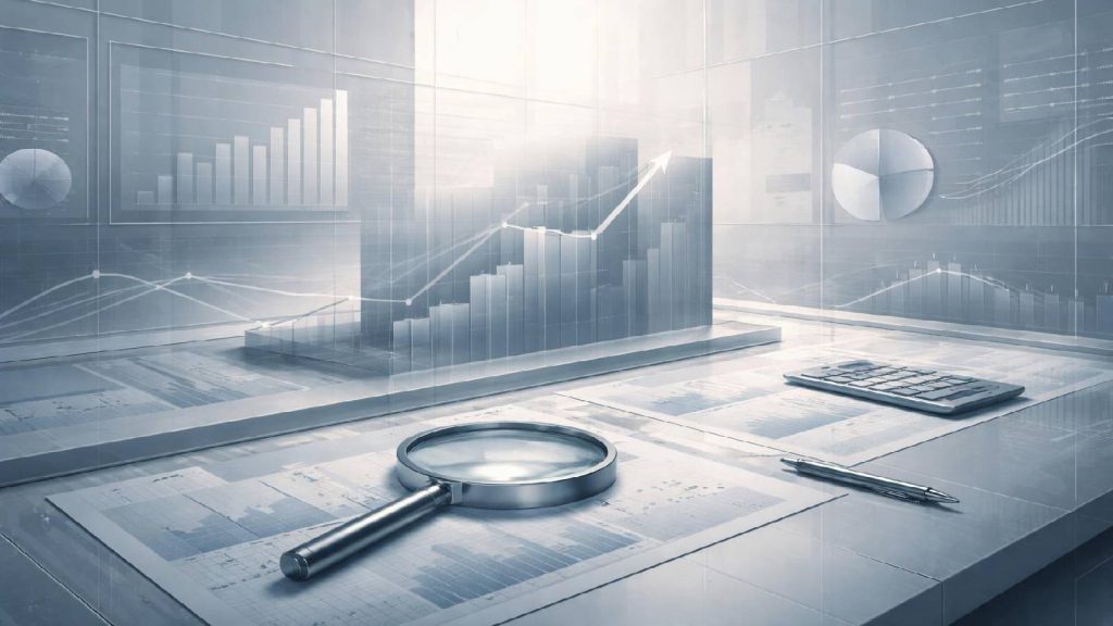 Illustration abstraite de signaux faibles et d’anomalies discrètes rarement interprétées dans un modèle financier apparemment stable