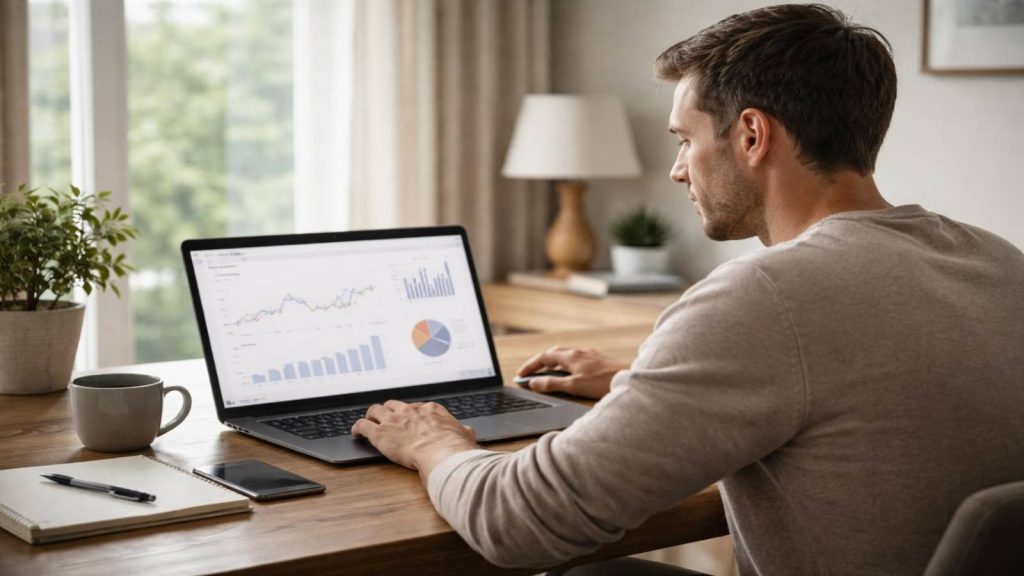 Illustration représentant l’engagement progressif d’un investisseur particulier avec une plateforme de trading forex