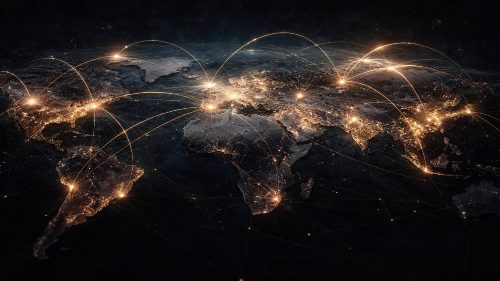 Illustration abstraite du système bancaire mondial et de ses interconnexions