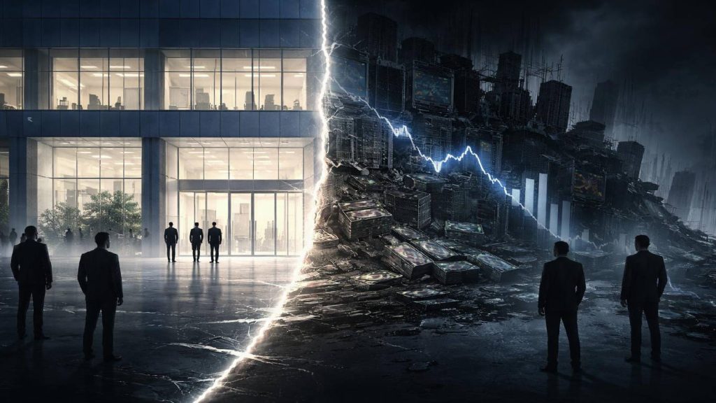 Illustration symbolisant la frontière entre légalité apparente et réalité économique dans un système financier