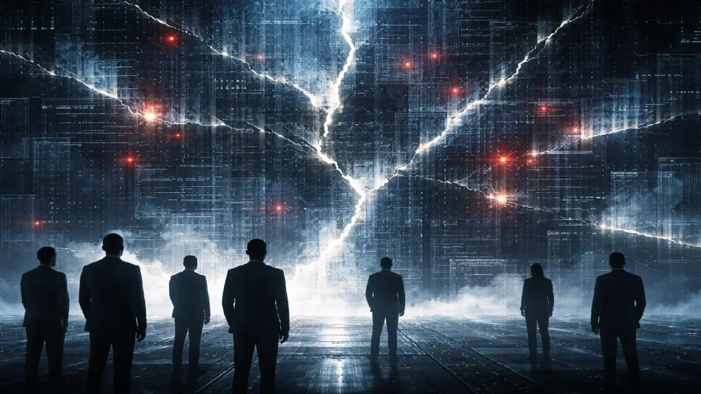 Illustration des alertes officielles remettant progressivement en cause le récit d’un système crypto présenté comme décentralisé