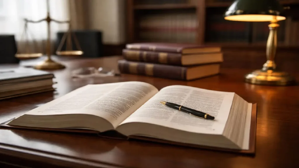 Code juridique ouvert sur un bureau évoquant le remboursement d’une fraude bancaire