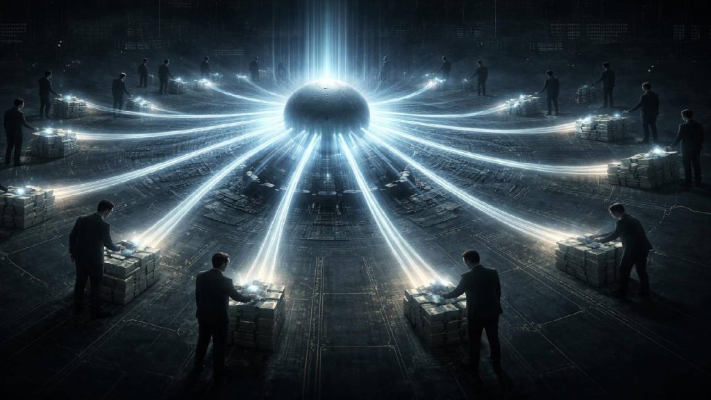 Illustration d’un système financier dépendant structurellement de flux entrants continus dans le fonctionnement d’OmegaPro