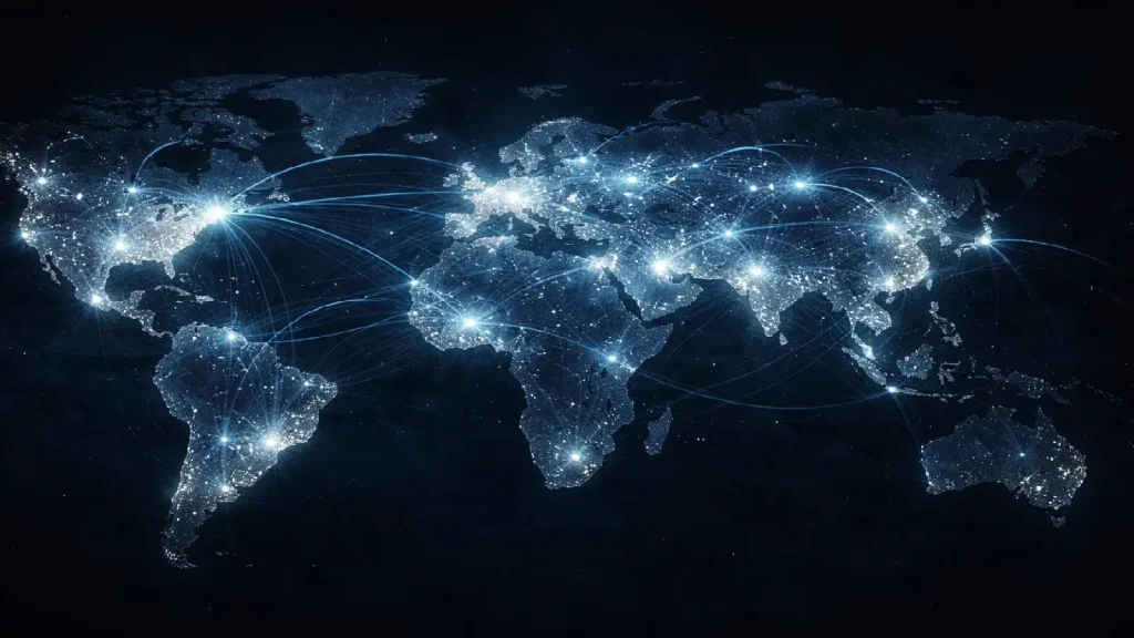 Illustration d’une diffusion internationale rapide et massive d’un système crypto à travers plusieurs continents