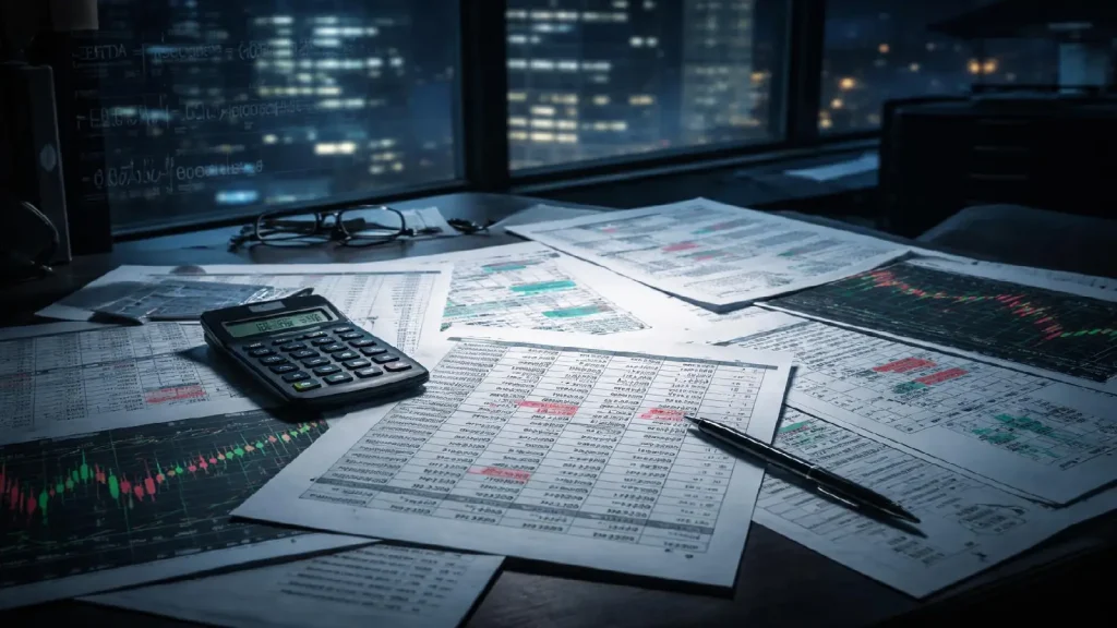 Documents financiers et graphiques illustrant la mécanique comptable d’Enron et la construction artificielle des profits