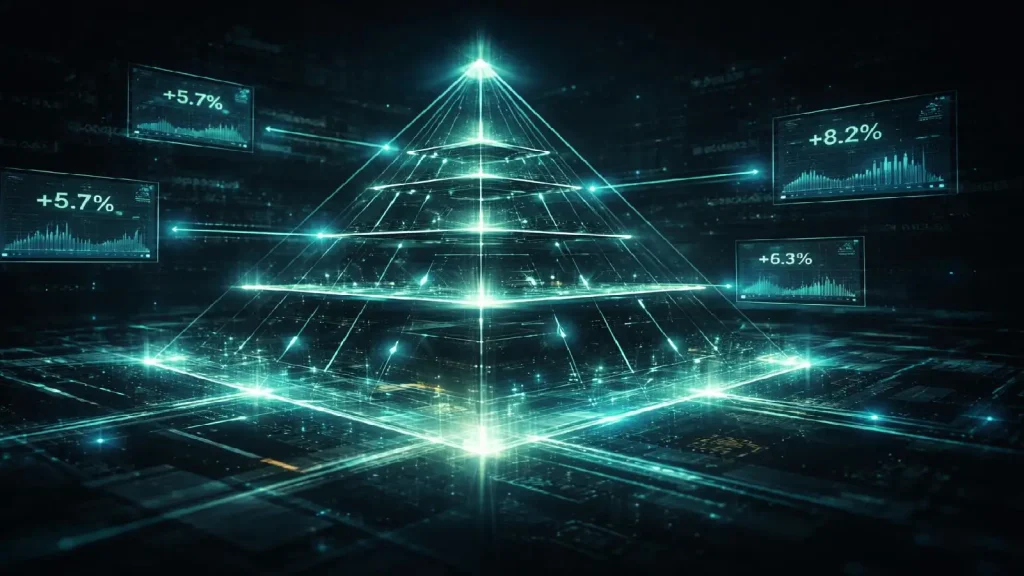 Schéma illustrant les mécanismes internes et flux financiers du système Mining Capital Coin