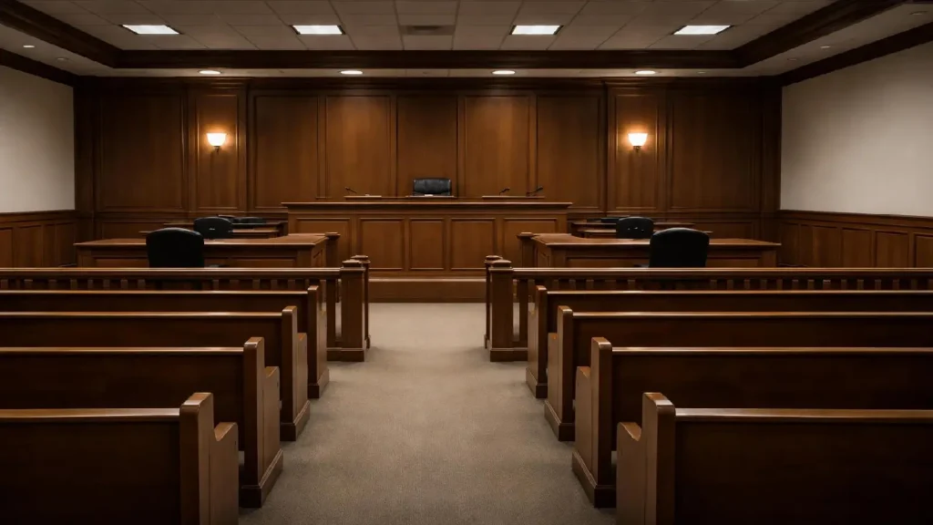 Salle d’audience symbolisant le principe juridique d’irrévocabilité d’un virement instantané