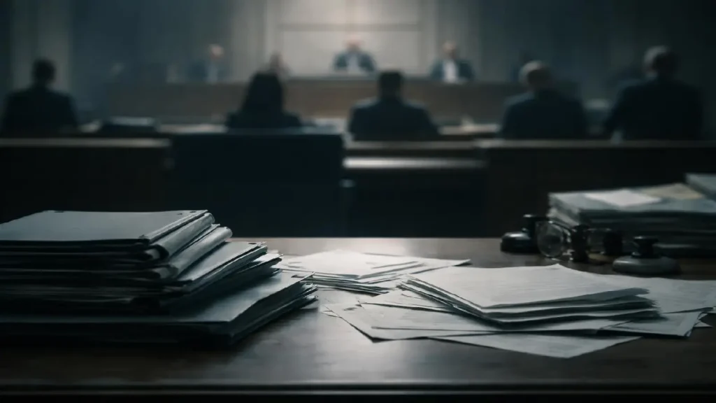 Illustration représentant des procédures judiciaires et une relecture durable des responsabilités dans l’affaire Finiko