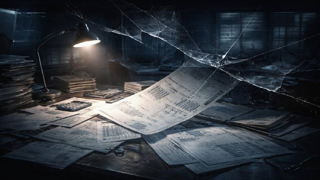 Illustration documentaire représentant la révélation d’irrégularités comptables lors d’un audit externe et la rupture de la crédibilité financière